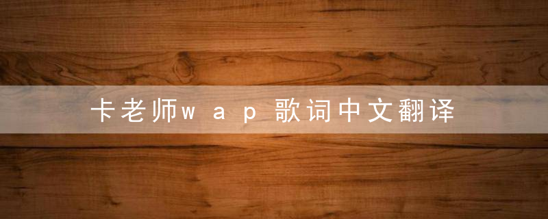 卡老师wap歌词中文翻译 wap的歌词中文